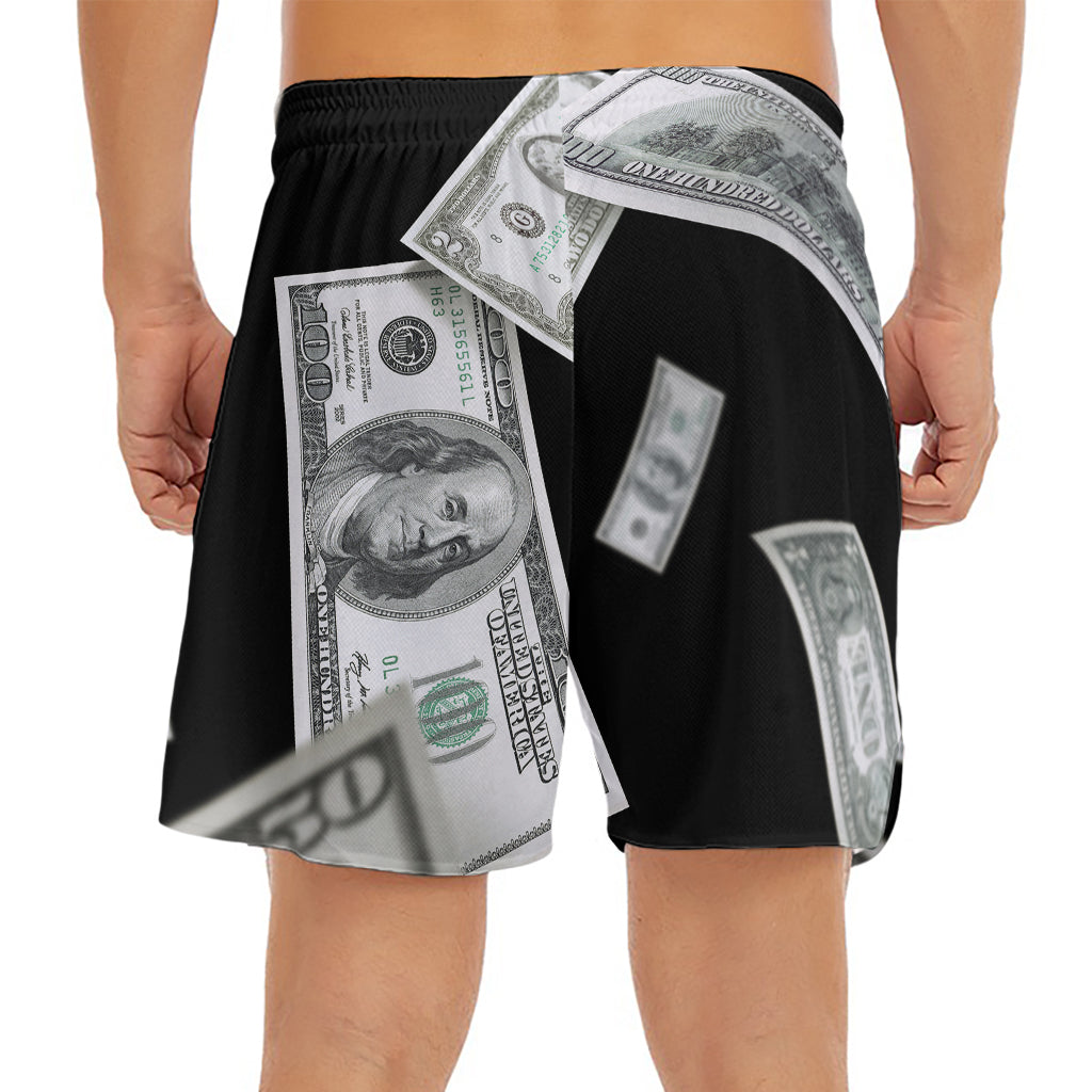 Flying USD Print Men's Split Running Shorts