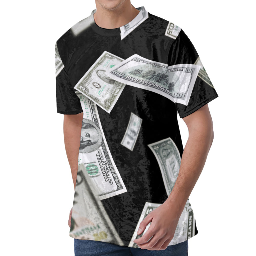 Flying USD Print Men's Velvet T-Shirt