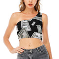 Flying USD Print One Shoulder Crop Top