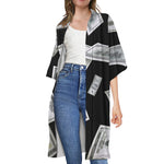 Flying USD Print Open Front Beach Cover Up