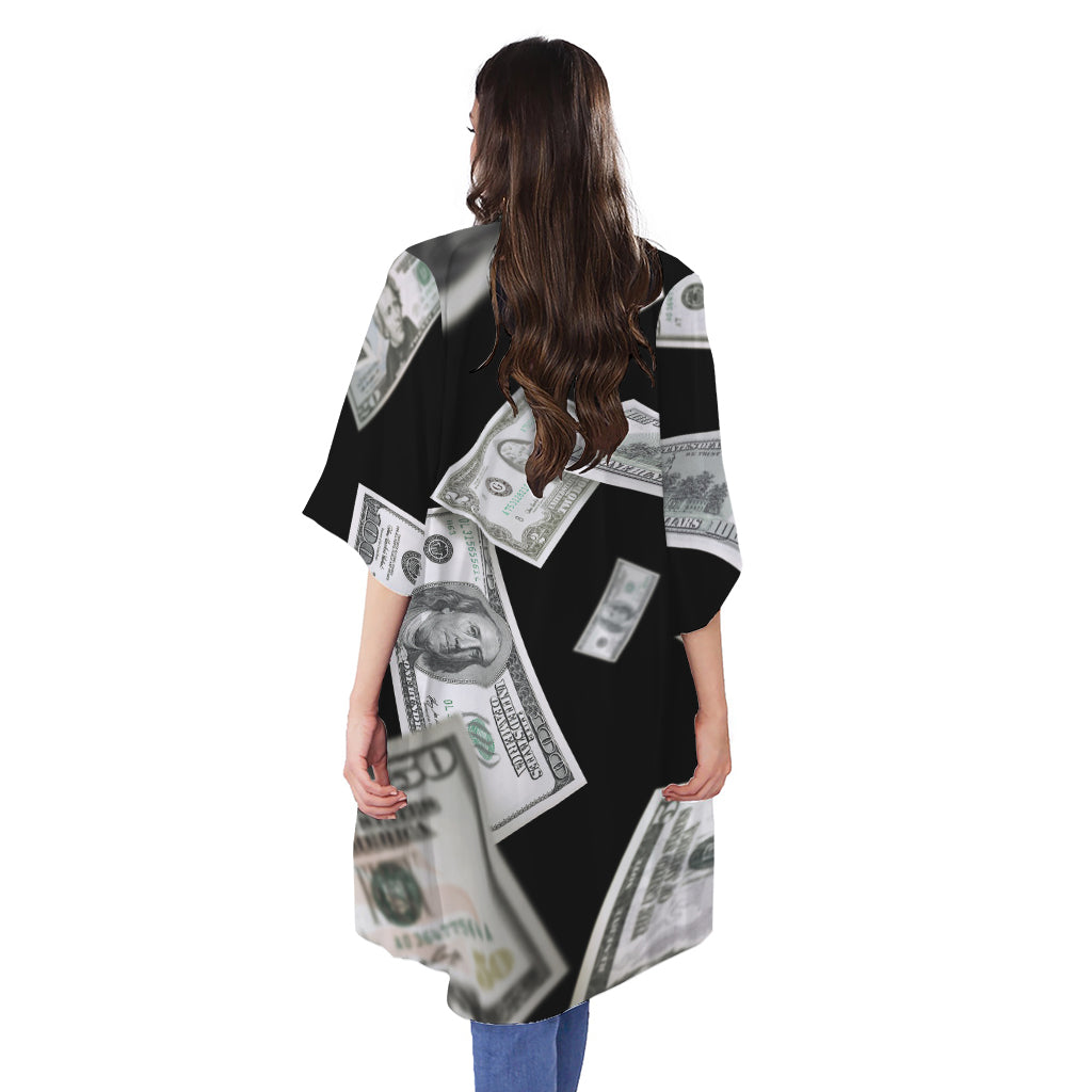 Flying USD Print Open Front Beach Cover Up