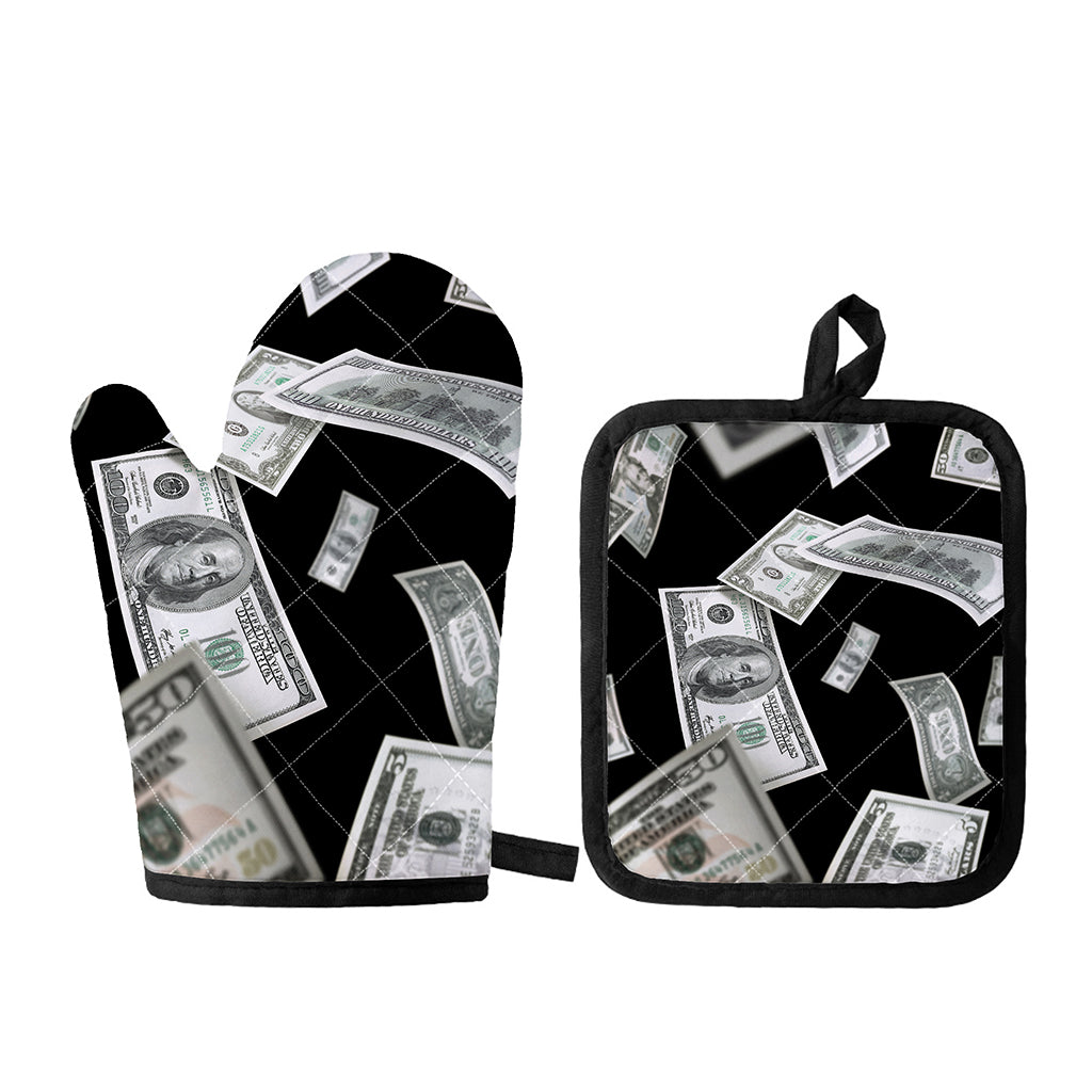 Flying USD Print Oven Mitt And Pot Holder Set