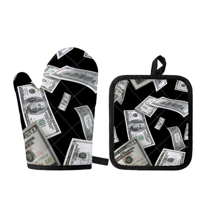 Flying USD Print Oven Mitt And Pot Holder Set