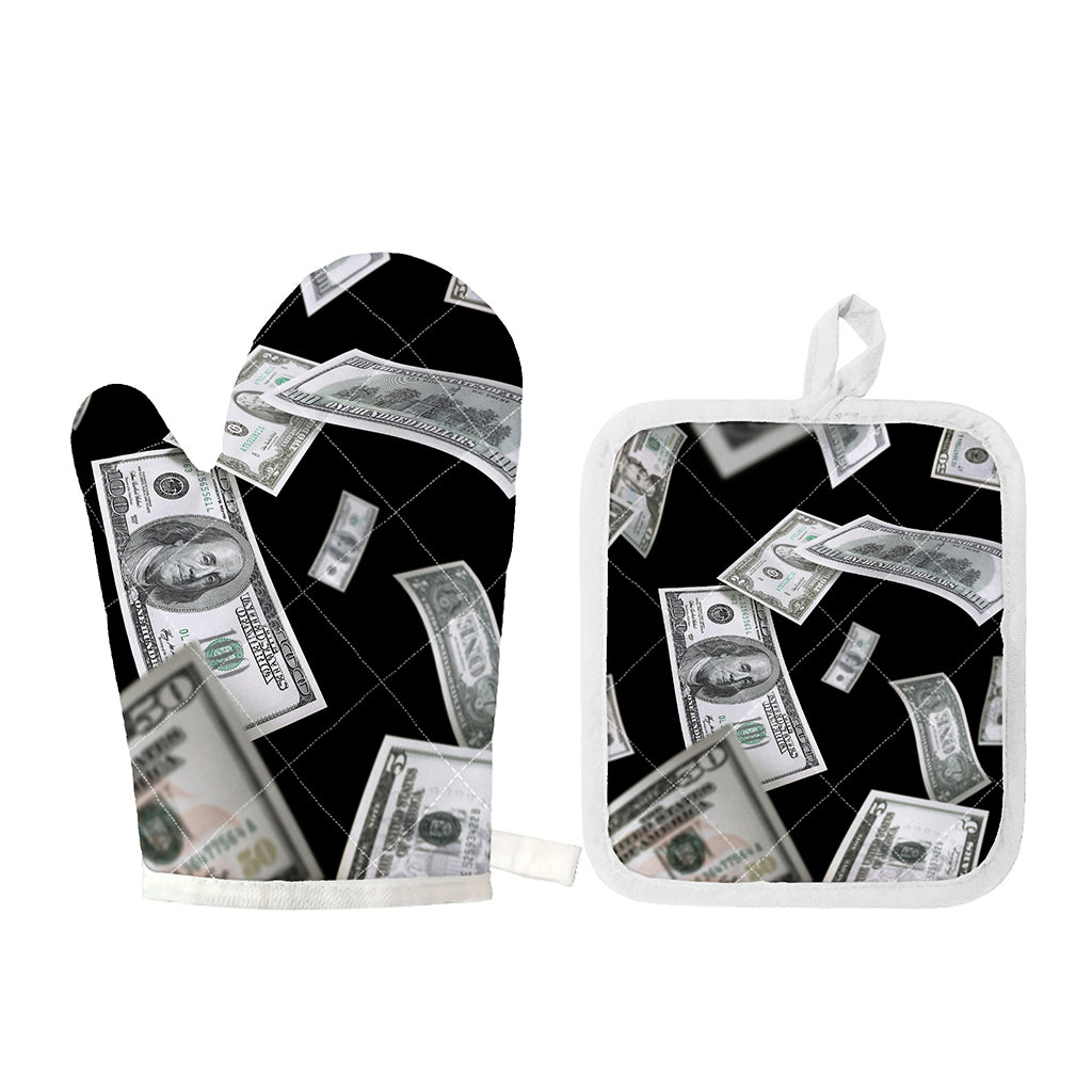 Flying USD Print Oven Mitt And Pot Holder Set
