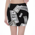 Flying USD Print Pencil Mini Skirt