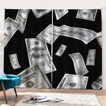 Flying USD Print Pencil Pleat Curtains