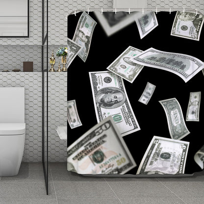 Flying USD Print Polyester Shower Curtain