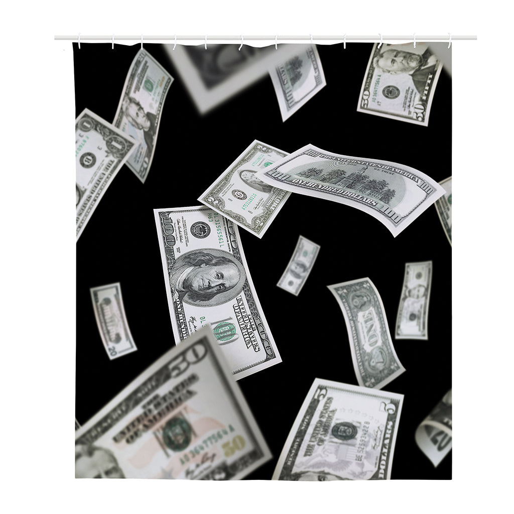 Flying USD Print Polyester Shower Curtain