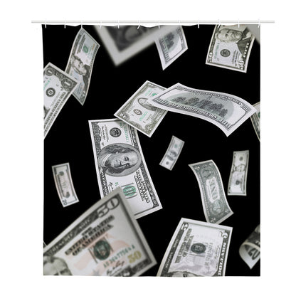 Flying USD Print Polyester Shower Curtain