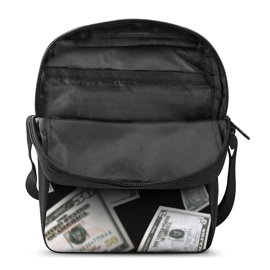 Flying USD Print Rectangular Crossbody Bag
