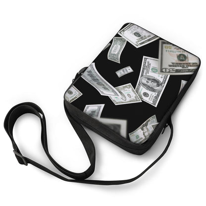 Flying USD Print Rectangular Crossbody Bag