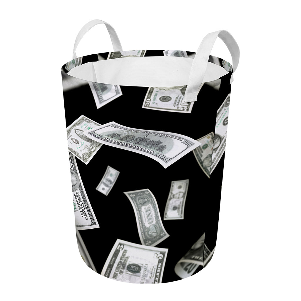 Flying USD Print Round Laundry Basket