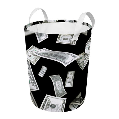 Flying USD Print Round Laundry Basket