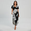 Flying USD Print Short Sleeve Maxi Dress
