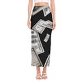 Flying USD Print Side Slit Maxi Skirt