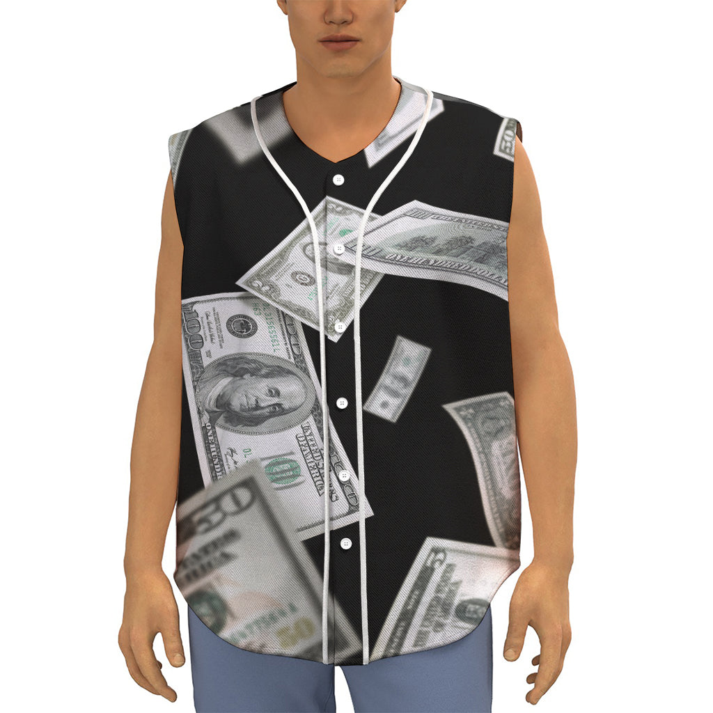 Flying USD Print Sleeveless Baseball Jersey