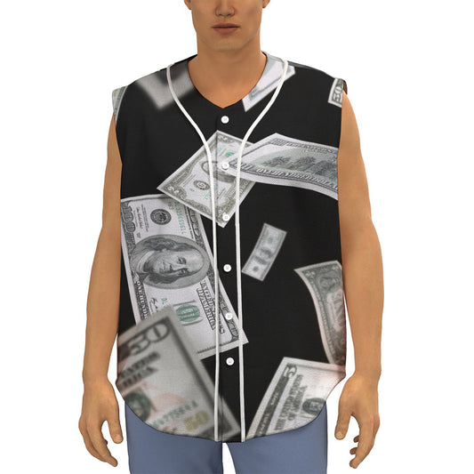 Flying USD Print Sleeveless Baseball Jersey