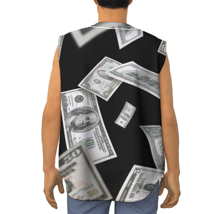 Flying USD Print Sleeveless Baseball Jersey