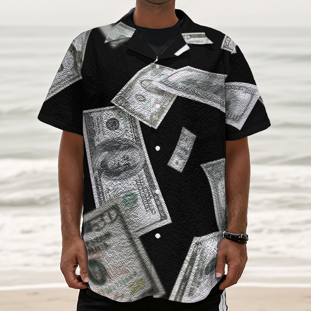 Flying USD Print Textured Short Sleeve Shirt