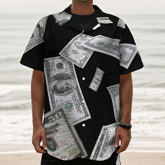 Flying USD Print Textured Short Sleeve Shirt
