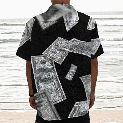 Flying USD Print Textured Short Sleeve Shirt
