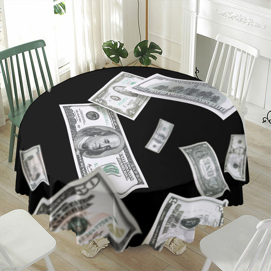 Flying USD Print Waterproof Round Tablecloth
