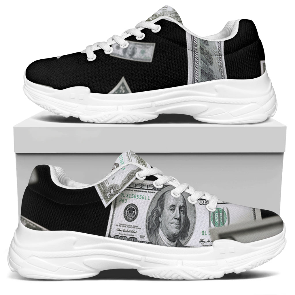 Flying USD Print White Chunky Shoes