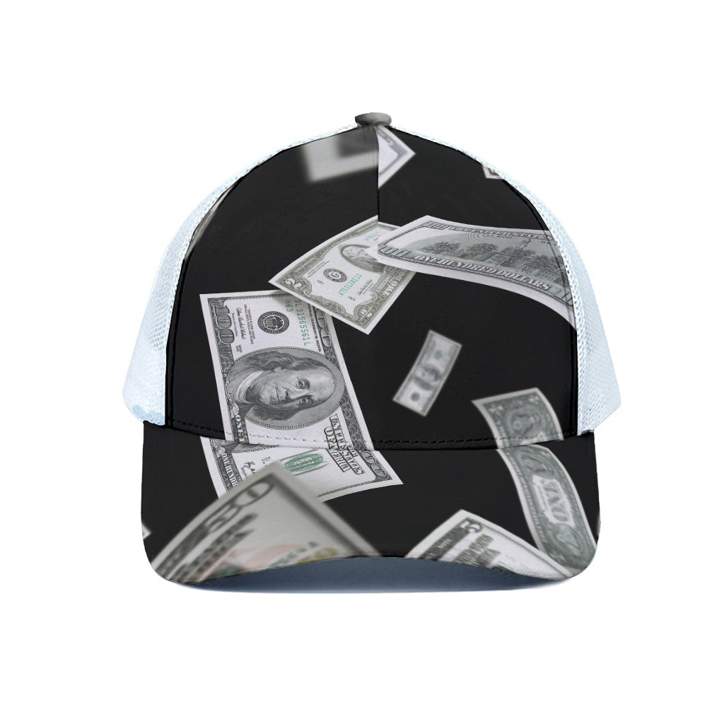 Flying USD Print White Mesh Trucker Cap