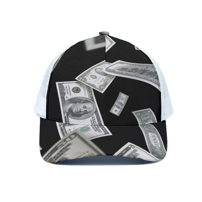 Flying USD Print White Mesh Trucker Cap