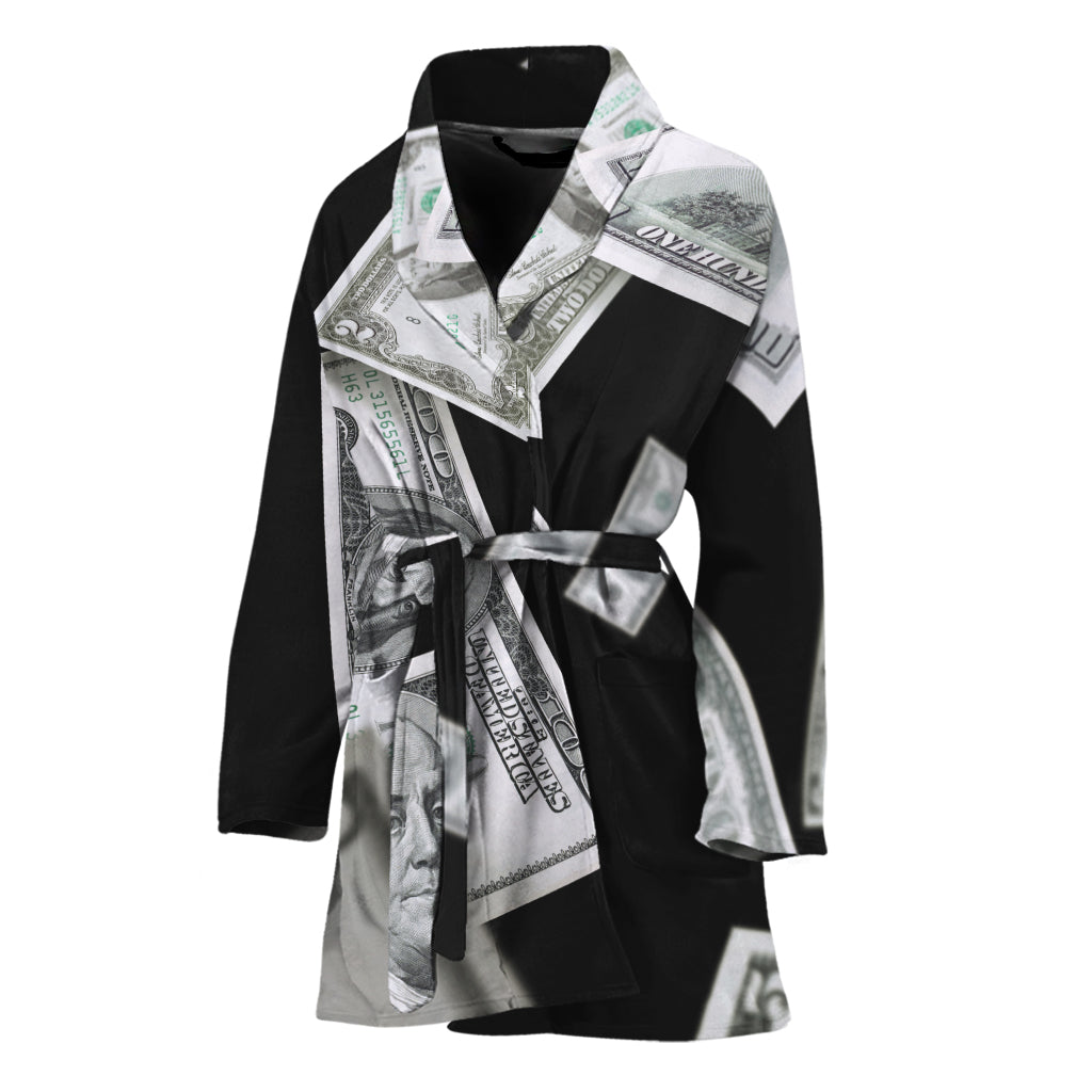 Flying USD Print Women's Bathrobe