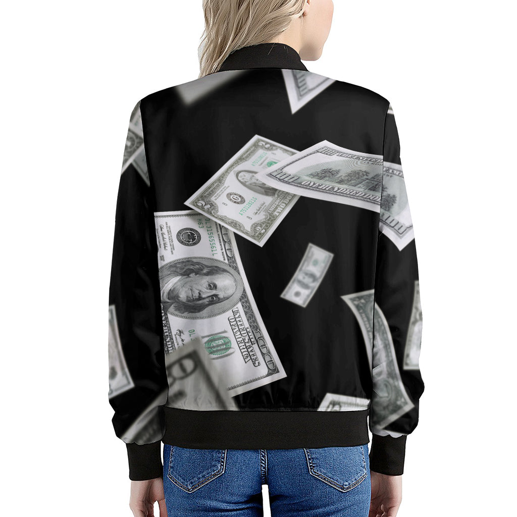 Flying USD Print Women's Bomber Jacket