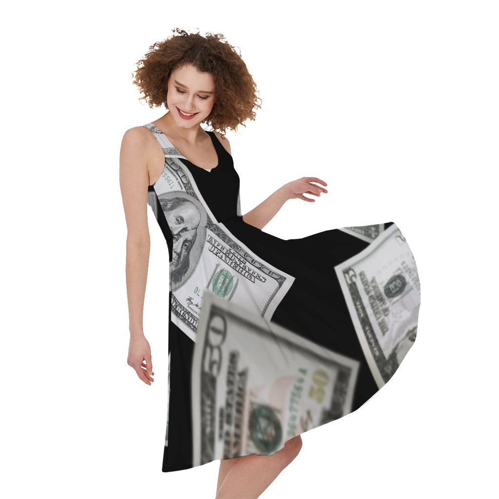 Flying USD Print Women's Sleeveless Dress