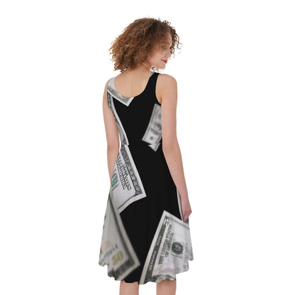 Flying USD Print Women's Sleeveless Dress