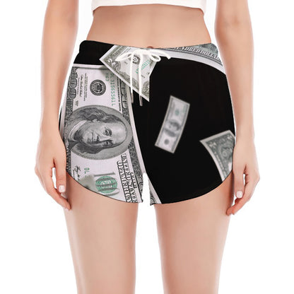 Flying USD Print Women's Split Running Shorts