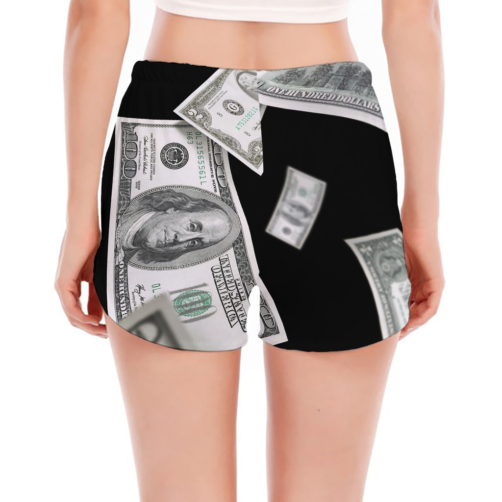Flying USD Print Women's Split Running Shorts