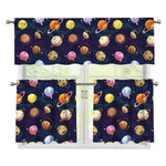 Food Planets Pattern Print 3 Piece Kitchen Curtains