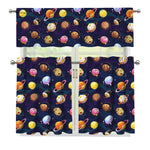 Food Planets Pattern Print 3 Piece Kitchen Curtains