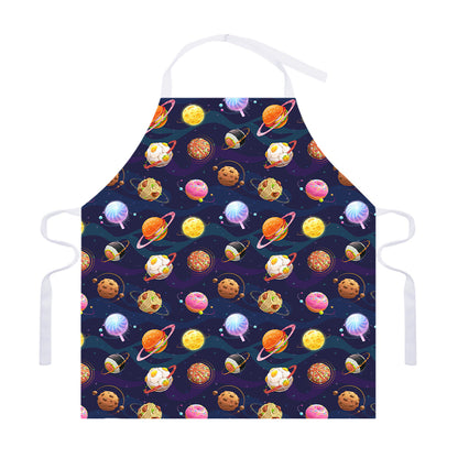 Food Planets Pattern Print Adjustable Apron