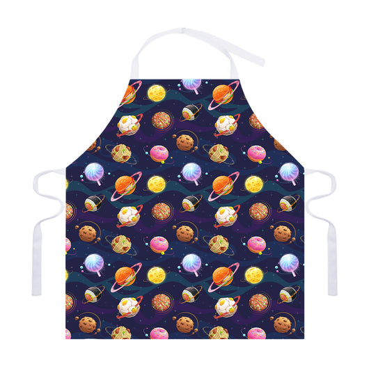 Food Planets Pattern Print Adjustable Apron