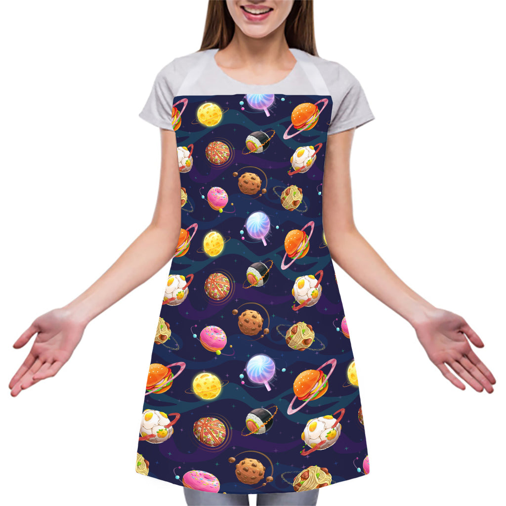 Food Planets Pattern Print Adjustable Apron