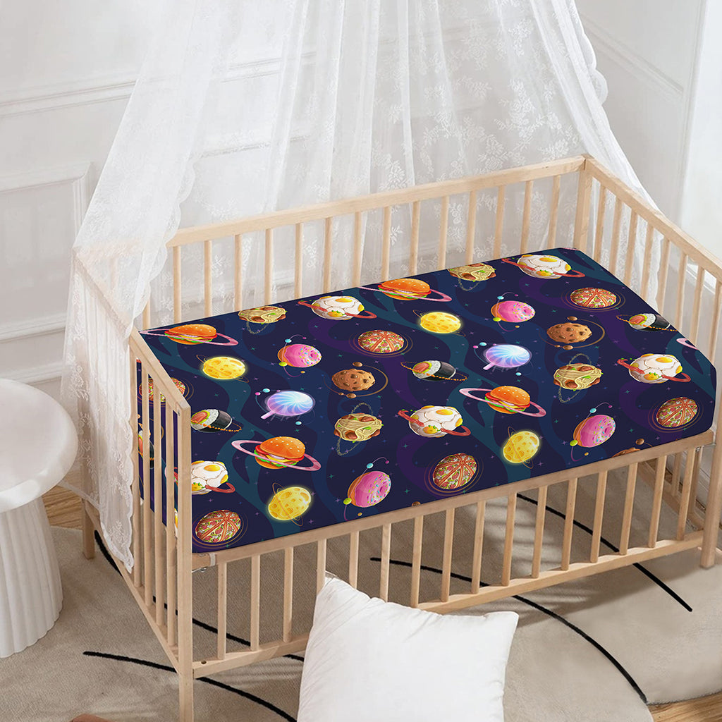 Food Planets Pattern Print Baby Crib Sheet