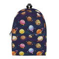 Food Planets Pattern Print School Backpack