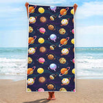 Food Planets Pattern Print Beach Towel