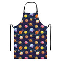 Food Planets Pattern Print Bib Apron With Pocket
