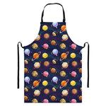 Food Planets Pattern Print Bib Apron With Pocket