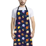 Food Planets Pattern Print Bib Apron With Pocket
