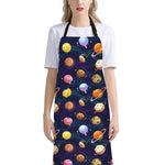 Food Planets Pattern Print Bib Apron With Pocket