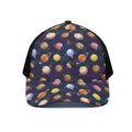 Food Planets Pattern Print Black Mesh Trucker Hat