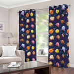 Food Planets Pattern Print Blackout Grommet Curtains