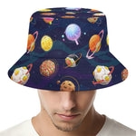 Food Planets Pattern Print Bucket Hat
